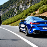 BMW M8 Coupe: Focused Performance**
A professional individual, fully clothed in appropriate attire and professional dress, stands confidently beside a sleek, dark metallic BMW M8 Coupe. The car is parked on a winding mountain road, emphasizing its unyielding chassis and sculpted silhouette. The background features a blurred, high-speed sense of motion, reflecting its precision and power. The image ensures perfect anatomy, correct proportions, well-formed hands, and a natural pose. This is professional photography, high quality, safe for work, appropriate content, fully clothed, modest.

**