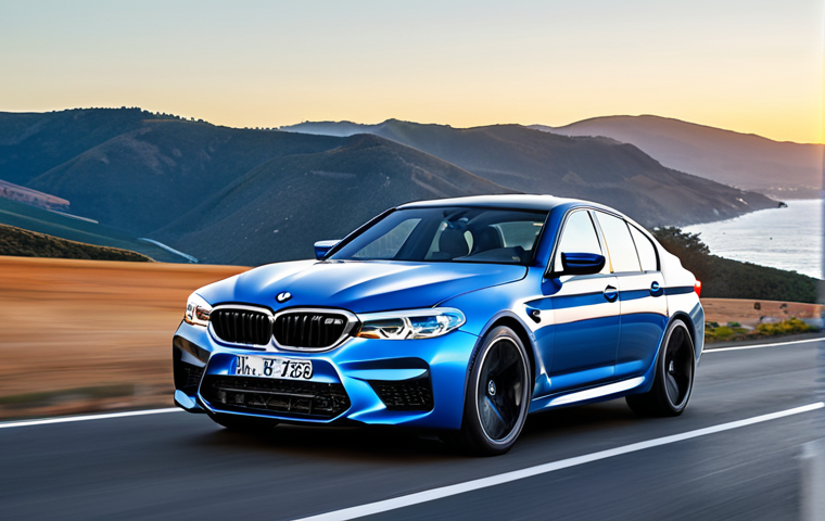 The Electrified M5 in Motion**

"A sleek, modern BMW M5, fully clothed, speeding down a scenic coastal highway at sunset, showcasing its aerodynamic design. The car features subtle blue accents indicating its hybrid powertrain. Background: Rolling hills and a vibrant sky. safe for work, appropriate content, professional car photography, perfect anatomy, correct proportions, natural pose, well-formed wheels and tires, modest design."

**