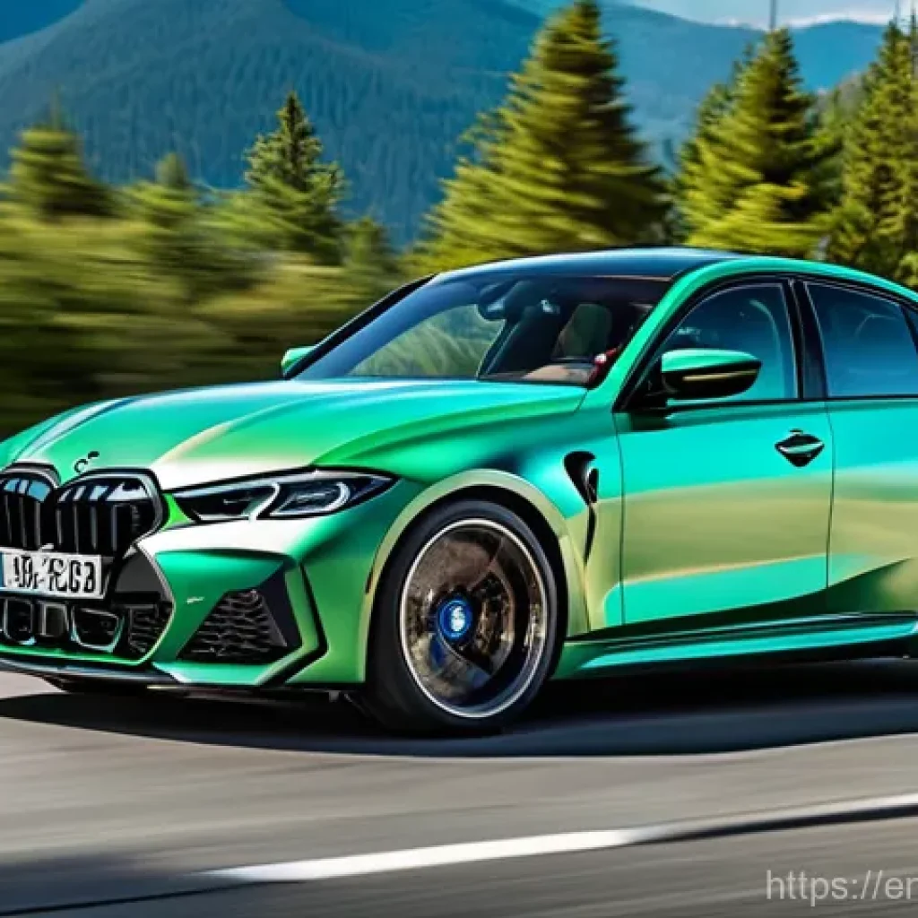 BMW M3와 아우디 RS5 비교 - **BMW M3: The Apex Predator**
    "A dynamic, low-angle action shot of a 'BMW M3 Competition G80' (s...