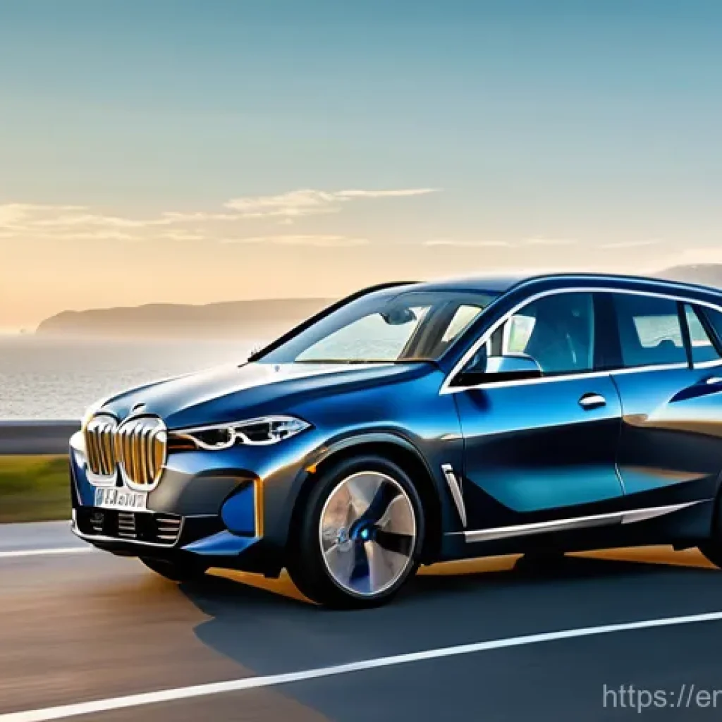 BMW iX의 경쟁 모델 분석 - **Prompt:** A sleek 2025 BMW iX xDrive50 in a sophisticated metallic grey or deep blue, gracefully n...