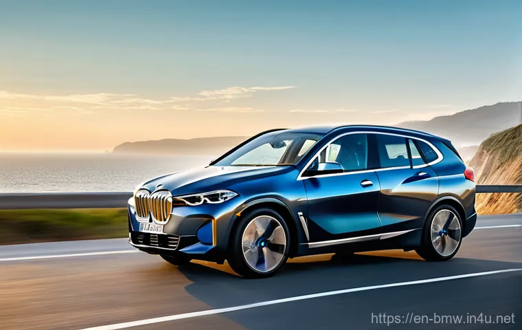 BMW iX의 경쟁 모델 분석 - **Prompt:** A sleek 2025 BMW iX xDrive50 in a sophisticated metallic grey or deep blue, gracefully n...