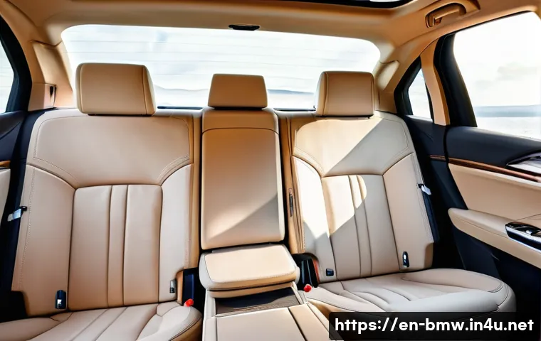 BMW X7의 럭셔리 옵션 트림 - A luxurious BMW X7 interior showcasing finely grained Merino leather seats with contrasting stitchin...