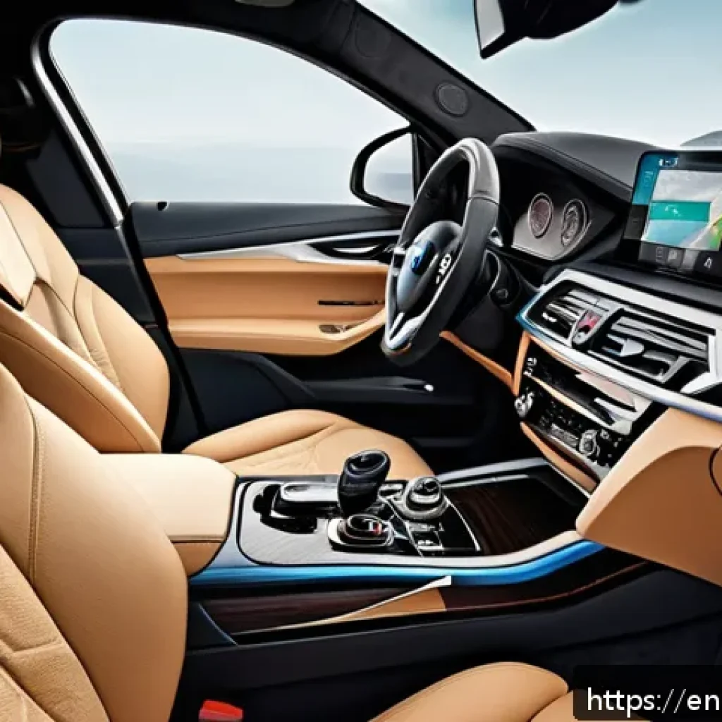 BMW X6의 고급 인테리어 옵션 - A luxurious BMW X6 interior showcasing hand-stitched Merino leather seats with extended leather pack...