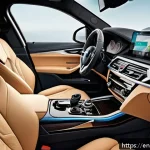 BMW X6의 고급 인테리어 옵션 - A luxurious BMW X6 interior showcasing hand-stitched Merino leather seats with extended leather pack...