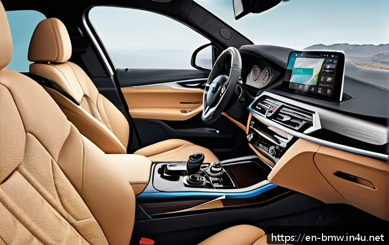 BMW X6의 고급 인테리어 옵션 - A luxurious BMW X6 interior showcasing hand-stitched Merino leather seats with extended leather pack...